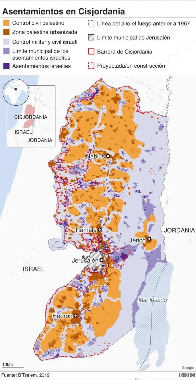 Israel comenzó a construir asentamientos poco después del final de la Guerra de los Seis Días