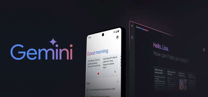 Fotografía cedida por Google donde se muestra las dos páginas de entradas de Gemini, el chatbot con inteligencia artificial (IA) de Google. EFE/Google