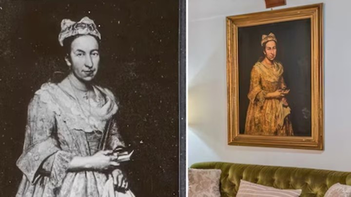 El cuadro del artista italiano Vittore Ghislandi, robado durante la guerra, aparece colgado en el salón de una casa en una localidad argentina. © Servicio Nacional del Patrimonio Cultural/ Robles Casas & Campos