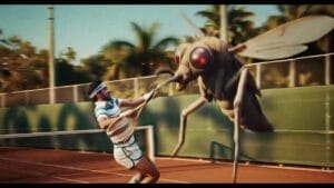 Mosquito gigante invade cancha de tenis. Por suerte habia FRIPI Mosquito gigante invade cancha de tenis. Por suerte habia FRIPI ON